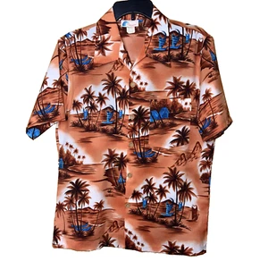Camisa Hawaiana Vintage Años 70 Islander EE. UU. Estampado Isla Tropical Abotonada Med - Imagen 1 de 8