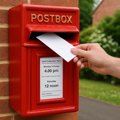 Classic Red Wall Mounted Cast Iron Post Box | Lockable Letterbox | Rustproof - Image 1 of 4