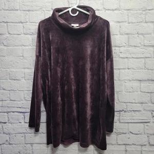 Sudadera Pullover Jill Purejill Terciopelo Talla XL Berenjena Cuello Simulado Suave Cálida - Imagen 1 de 8