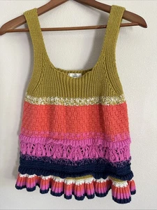 Entro Damen Häkel Strick Pullover Tank Top Large Pull Over Artsy Festival - Bild 1 von 7