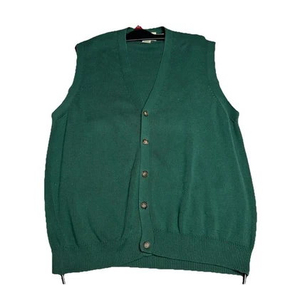 Vintage Eddie Bauer Sweater Vest Men's Size Small Green Cardigan Cotton - Image 1 of 4