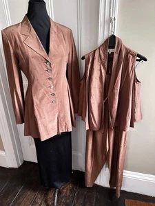 Nicole Farhi Chestnut brown silk embroidered three-piece women’s suit size 10 - Picture 1 of 15