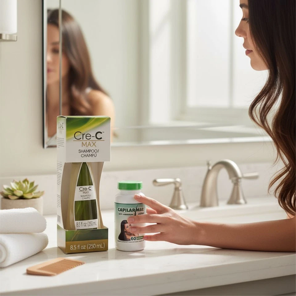 Champú Cre-C Max + Capilar Max Anti-Andrógeno Plus Biotina Control Tratamiento Capilar Foto 1 de 4
