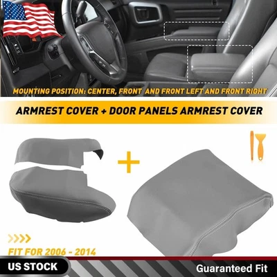 3X Cubierta de reposabrazos con tapa de consola + Cubierta de panel de puerta para Honda Ridgeline 2006-2014 gris Foto 1 de 4