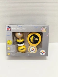 NFL Pittsburgh Steelers BabyFanatic Baby Wood Rattle 2 Pack Official Football - Bild 1 von 7