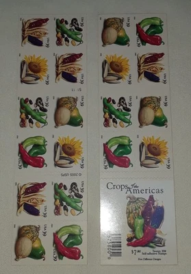 Two Booklets x 20 = 40 of CROPS OF THE AMERICAS 39¢ US Postage Stamps 4008-4012b - Image 1 of 4