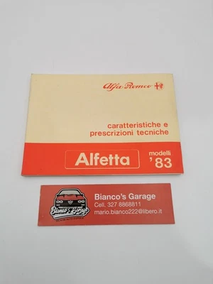 Libretto caratteristiche e prescrizioni tecniche Alfa Romeo Alfetta modelli '83 - Immagine 1 di 4