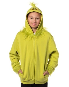 Dr Seuss Boy's How The Grinch Stole Christmas Grinch Character Zip Up Hoodie - Picture 1 of 3