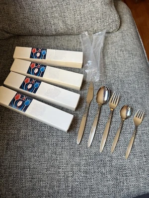 4 盒 AMEFA APELDOORN TULIP TIME 5 件套荷兰不锈钢餐具新品 — 第 1/4 张图片