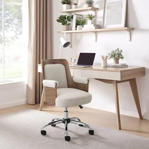 **Seconds** Hoomz Cream fabric and Wood Office Chair - Picture 1 of 8