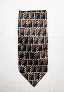 VALENTINO Men's 100% Silk Neck Tie Black, Brown, Blue, Floral. Made In Italy 4” - Picture 1 of 4