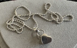 Silpada Sterling Silver Chunky Heart Pendant Ball Bead Chain Necklace Italy 30" - Picture 1 of 7