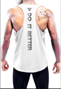 Men's Dry Fit Y-Back Muscle Workout Tank Tops Gym Muscle Tee Athletic Trainin... - Picture 1 of 10