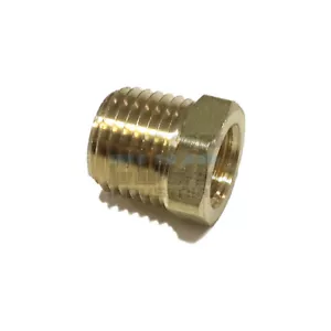 BRASS HEX BUSHING REDUCING NPT THREADS PIPE FITTING 1/4 MALE X 1/8 FEMALE QTY 5 - Picture 1 of 6
