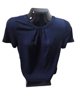 J Crew Blouse Women's Medium Navy Sheer Sleeves Keyhole Front Top - Picture 1 of 10