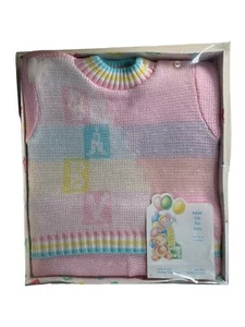 Juego de Pantalones Suéter Vintage Años 80 Rosa Baby Block Niña Talla 6 Meses Pasteles Nuevo - Imagen 1 de 10