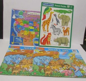 Vintage cardboard puzzles x 4 1991, 1999, 2000 Map, Animals, Ark - Picture 1 of 1