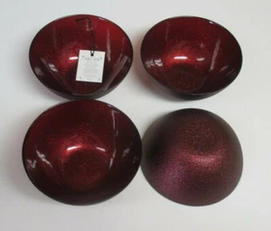 AKCAM Turkish Holiday RED Glitter Sparkle Glass Bowls New Unused - Picture 1 of 3