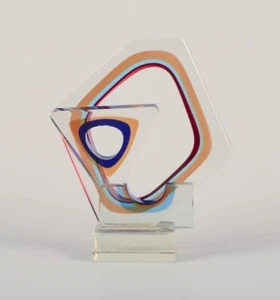Tiozzo & Ferro per Murano. Scultura cubista in vetro artistico. Unico. Datato... - Foto 1 di 9