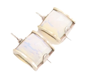 14k Gold 925 Sterling Silver Vintage Earrings Designer Fire Moonstone EG13122 - Picture 1 of 7