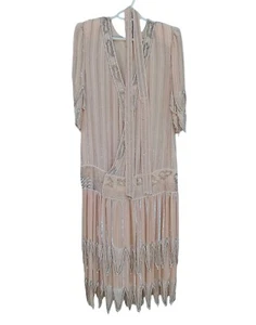 Lillie Rubin 1920's Style Drop Waist Beaded Dress with Headband / Belt VTG 80's - Picture 1 of 22
