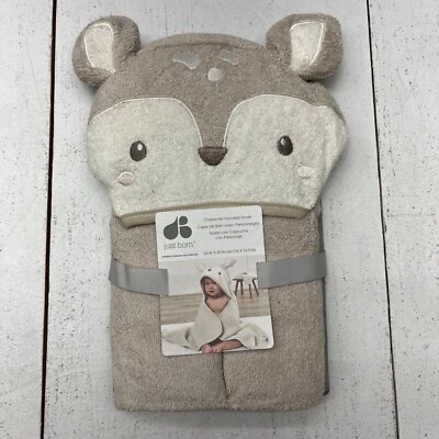 Just Born Beige Deer Character Hooded Towel 26" x 30" For Baby Unisex One Size - Image 1 of 4