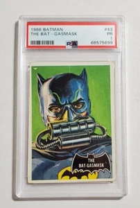 1966 Topps Batman Black Bat Series #43 The Bat - Gasmask Card PSA 1 Vtg  - Picture 1 of 3