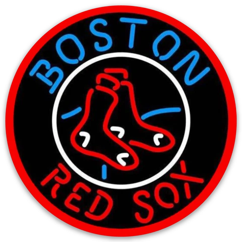 Boston Red Sox Neon logo Type Twin Red Sox MLB Baseball Die-Cut Round MAGNET Cover