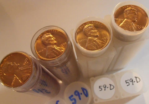 1959 D BU Lincoln Cent Roll, ONE ROLL Cover