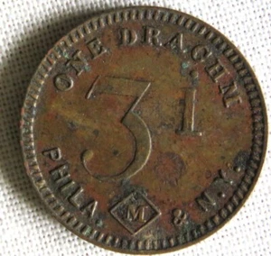 Ficha de boticario - Un dracma Filadelfia y Nueva York (223) - Imagen 1 de 2
