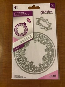 CRAFTERS COMPANION GEMINI SNOWFLAKE BAUBLE HOLLY 4 DIES ELEMENTS CHRISTMAS NEW - Picture 1 of 1