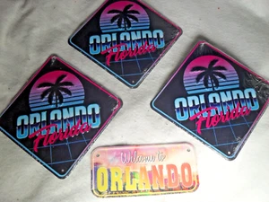 Orlando FL Metal Signs - 2 Designs - 4 Total - 3D Aluminum -NEW Salesman Samples - Picture 1 of 7
