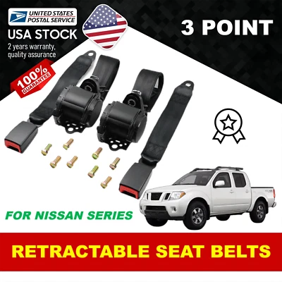 2X Durable FOR Nissan Cube 09-14 3 Point Retractable Adjustable Car Seat Belt - Image 1 of 4