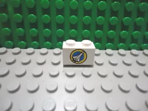 Lego 1 White 1x2 printed brick block Space shuttle NASA - Picture 1 of 1