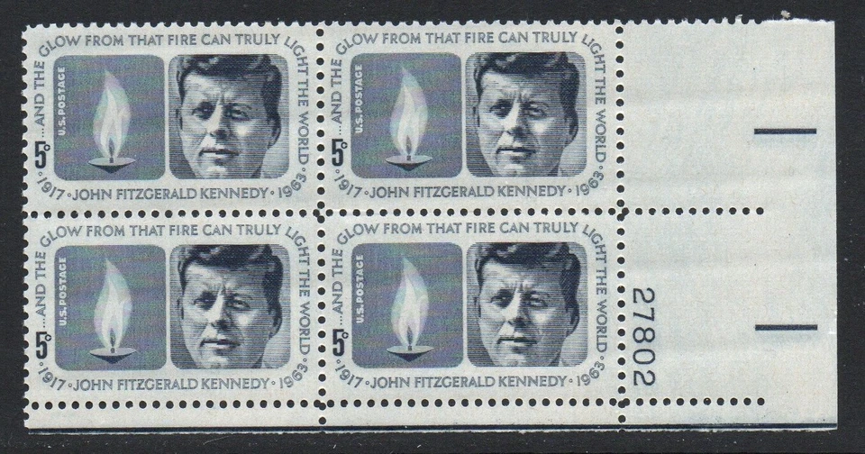 ALLYS STAMPS US Plate Block Scott #1246 5c John F. Kennedy [4] MNH F/VF [STK] - Image 1 of 1