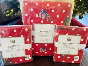 Pottery Barn Teen festive Grinch dot red flannel FULL QUEEN duvet SHAM Christmas - Picture 1 of 11