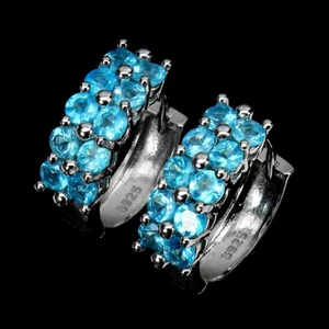 925 Pendientes de Plata de Ley Redondo Apatita 3mm Gema Natural Joyería - Imagen 1 de 9