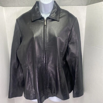 Studio Works черная кожаная куртка размер большой повседневный бизнес пальто - Изображение 1 из 4