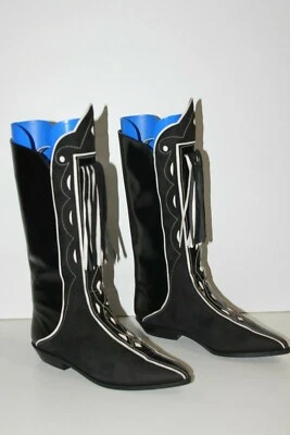 CHARLES JOURDAN Bottes Vintage Velours et  Cuir  Franges T 6.5 / 36.5 TBE - Photo 1/4