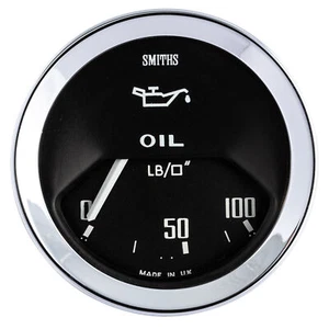 Smiths Classic Oil Pressure Gauge Electrical - Black Dial Face / Chrome Bezel - Picture 1 of 4
