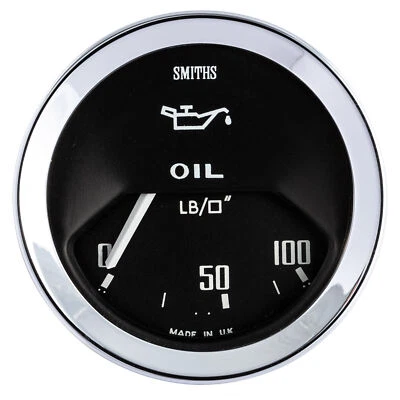 Smiths Classic Oil Pressure Gauge Electrical - Black Dial Face / Chrome Bezel - Image 1 of 4