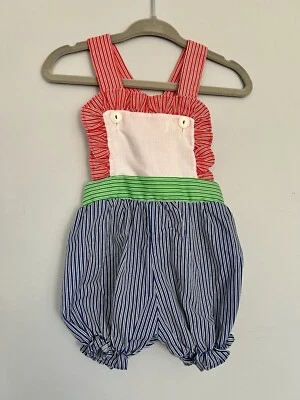 Vintage Handmade Striped Infant Ruffle Romper - Изображение 1 из 2
