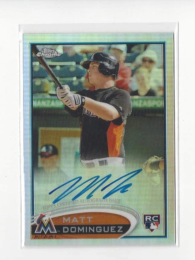 2012 Topps Chrome Refractor #159 Matt Dominguez RC AUTOGRAPH Marlins /499 - Image 1 of 1