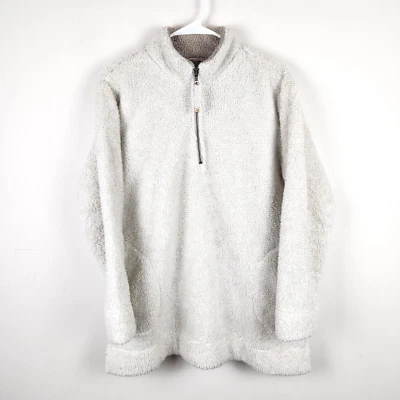 Soft Surroundings Pullover Women Medium Beige White Sherpa Fleece 1/4 Zip Jacket - Image 1 of 4