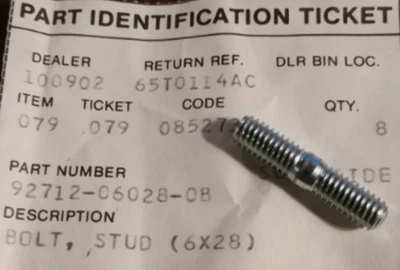 Perno de perno original para motocicleta Honda #92712-06028-0B como nuevo OEM Foto 1 de 4