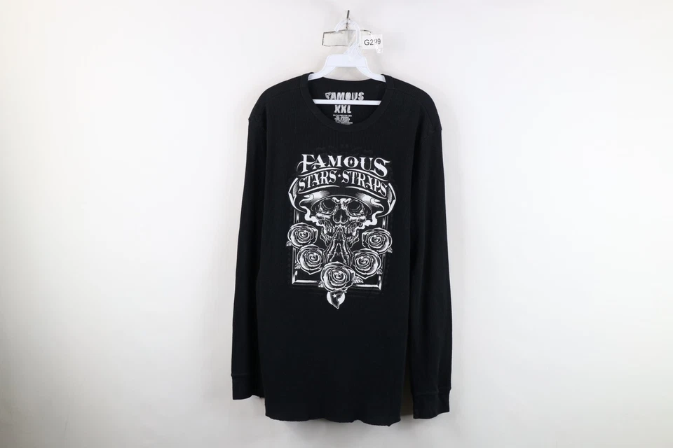 Camiseta De Colección Famosa Estrellas y Correas Para Hombres 2XL Calavera Térmica Tejido Gofre Manga Larga Foto 1 de 4