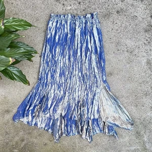 VINTAGE Blue Green Duochrome Asymmetrical Midi Skirt Fairycore Hippie Boho 10-14 - Picture 1 of 13