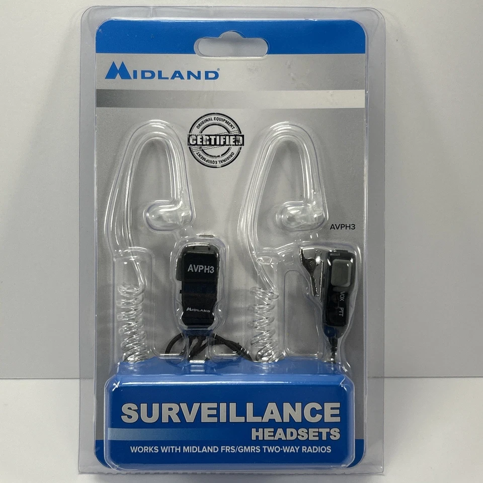 NEW Midland AVPH3 Surveillance Headset FRS GMRS Two-Way Radio Mic Orig Equipment - Image 1 of 3