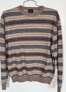 Jos A Bank Mens  Striped Pullover Lambs Wool Blend Grandpacore Cozy - Picture 1 of 11