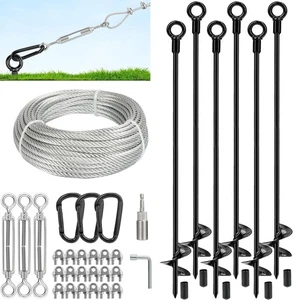 Anclajes de tierra Tinnmao de 30 pulgadas de alta resistencia, kit de anclaje de cobertizo atornillado de 6 piezas con... - Imagen 1 de 8